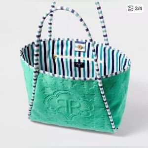 NWT Star Geo Large Terry Beach Tote Bag Green - Roller Rabbit x Target